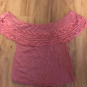 Socialite off-the-shoulder pink top